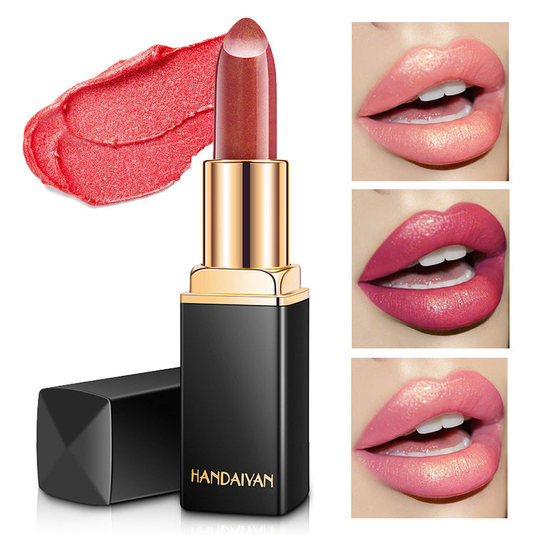 Shiny Metallic Lipstick Pearlescent Color Temperature Change Lipstick Gilt Lipstick